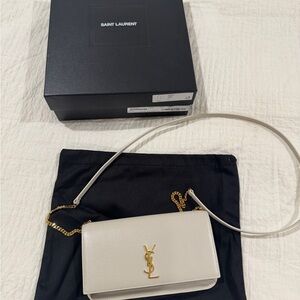Saint Laurent YSL New Aspen Calf Leather Phone Holder Crossbody – Crema Soft